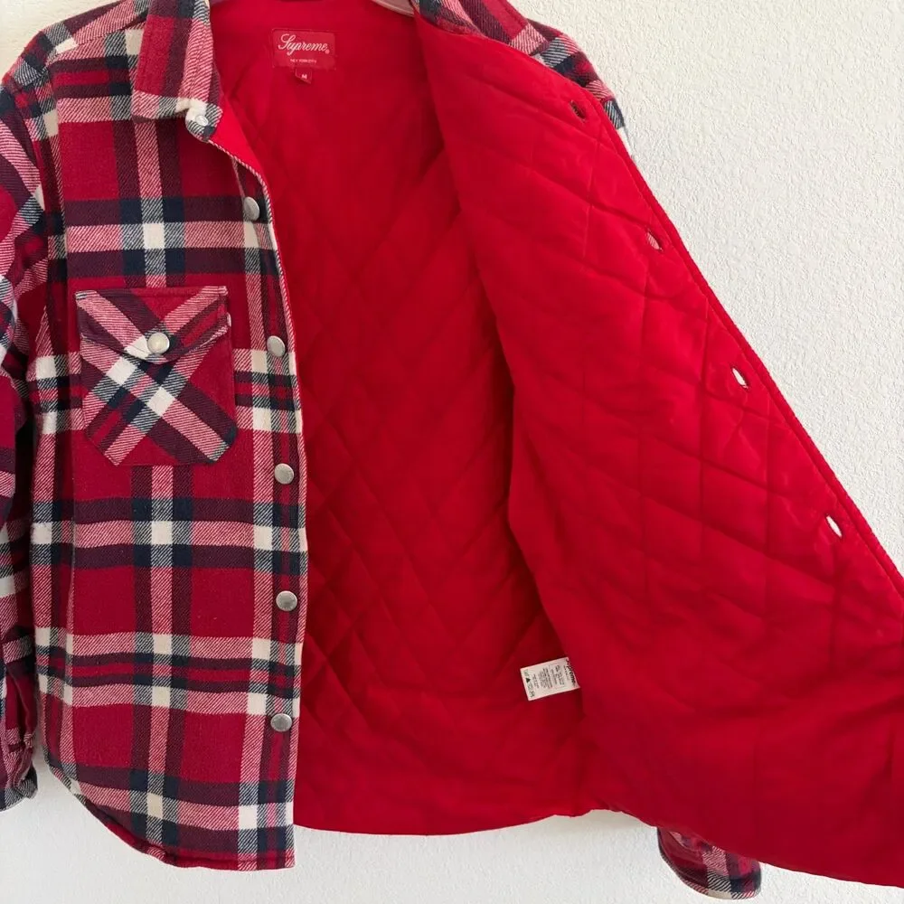 Supreme Plaid Quilted Shirt Jacket Red Flannel Men’s M Streetwear Box Logo